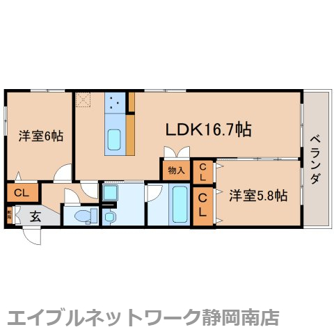 静岡市駿河区中原のマンションの間取り