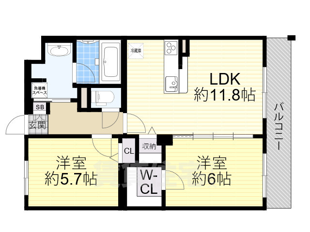 堺市堺区旭ヶ丘中町のマンションの間取り