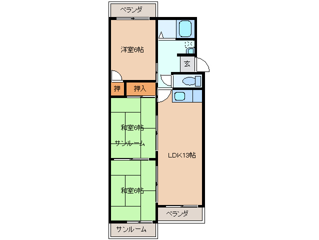 津市大谷町のマンションの間取り