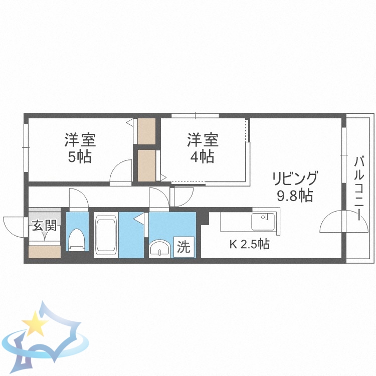 【札幌市中央区南二十一条西のマンションの間取り】