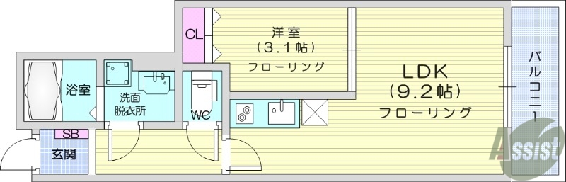 仙台市泉区八乙女のアパートの間取り