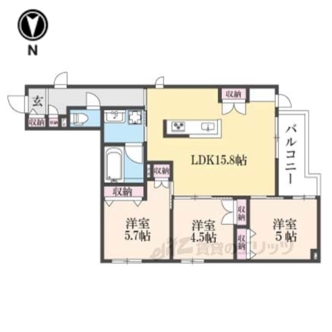 京都市右京区西院北井御料町のマンションの間取り