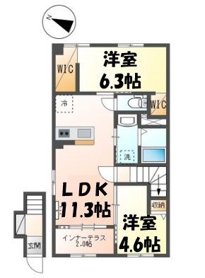 越谷市神明町のアパートの間取り