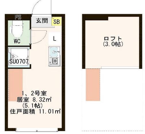 北区滝野川のアパートの間取り