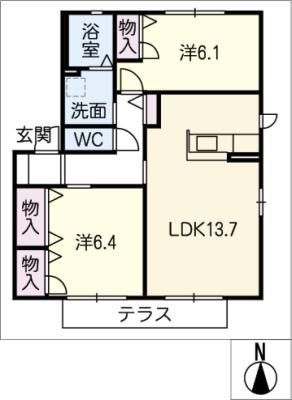 ヒュドールヒューレー　Ｄ棟の間取り