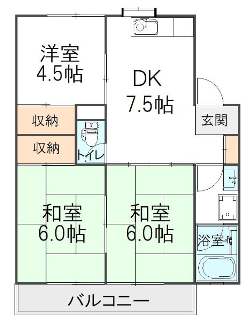 コーポＫＩＫＵ　Ａ棟の間取り