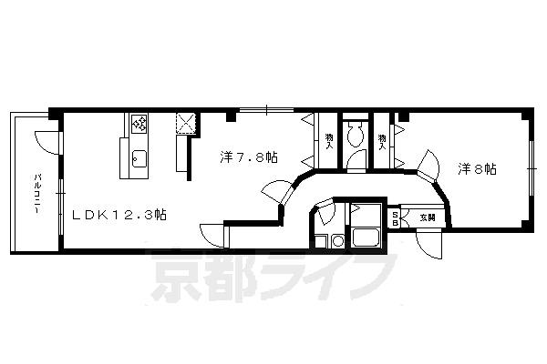 京都市東山区妙法院前側町のマンションの間取り