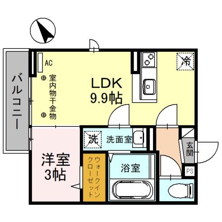 【高岡市あわら町のアパートの間取り】