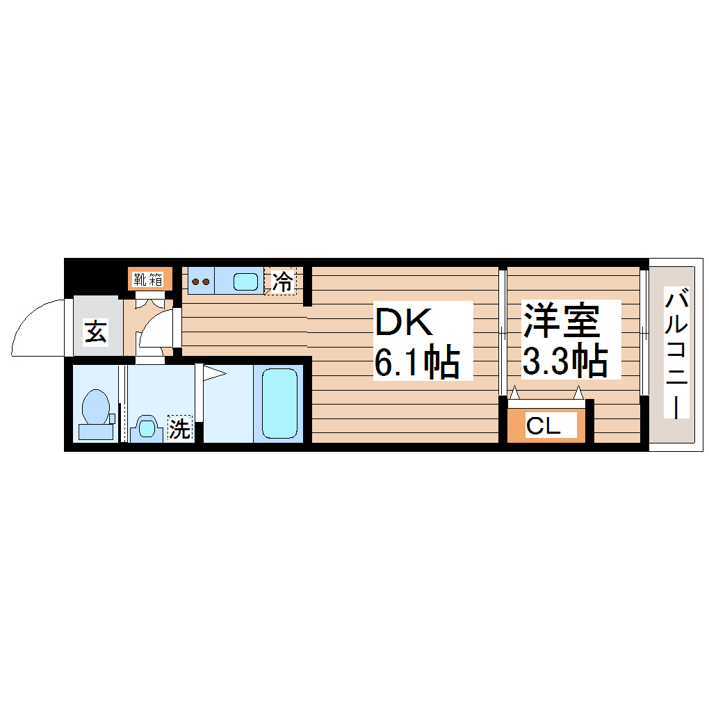 仙台市泉区市名坂のアパートの間取り