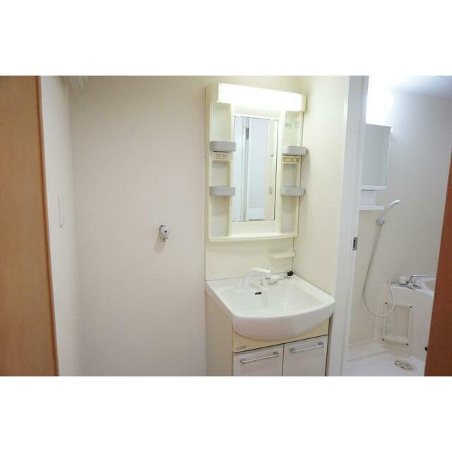 洗面設備　やっぱり洗面台は必要！シャワー付き洗面台です