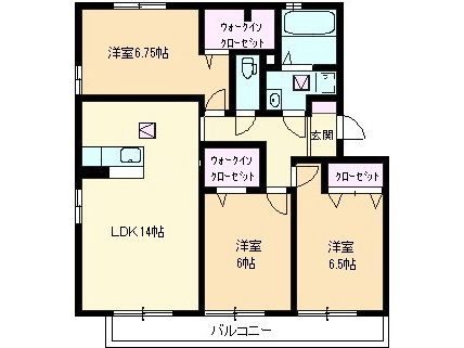 ウィルコート小郡給領町 A棟の間取り写真