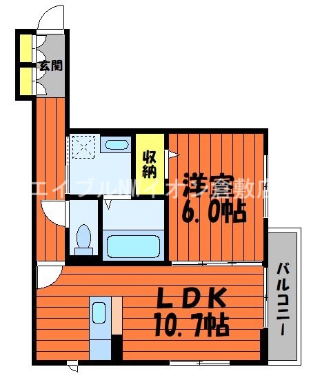 倉敷市西中新田のアパートの間取り