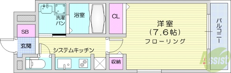 仙台市宮城野区福室のアパートの間取り