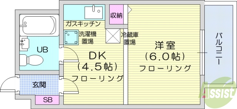 札幌市北区北十二条西のマンションの間取り