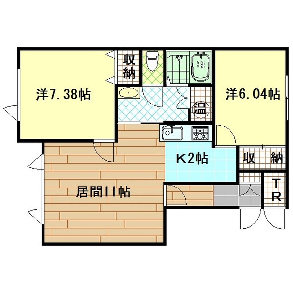 旭川市秋月三条のアパートの間取り