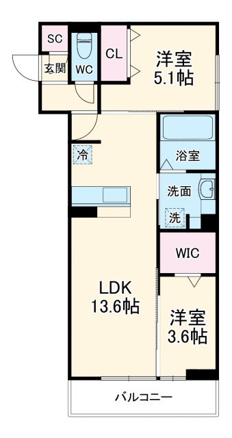 GRAND　D-room若林西の間取り