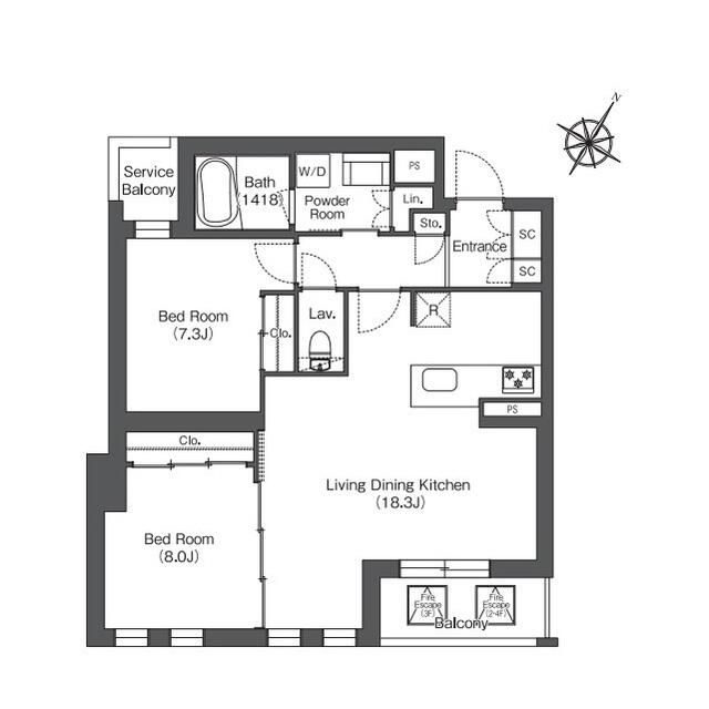 芦屋市東山町のマンションの間取り