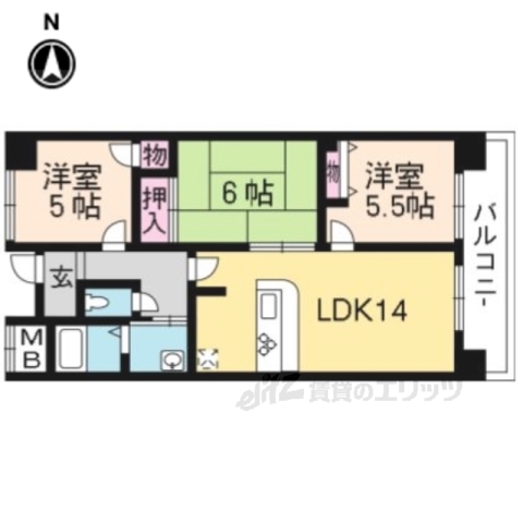 栗東市綣のマンションの間取り