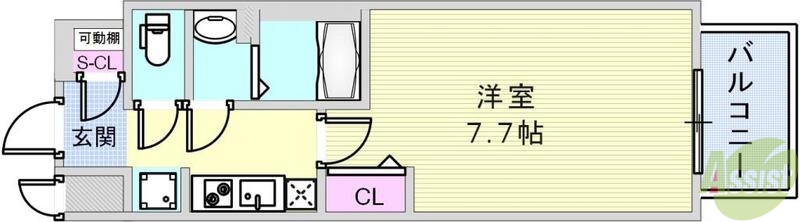 【神戸市中央区中町通のマンションの間取り】