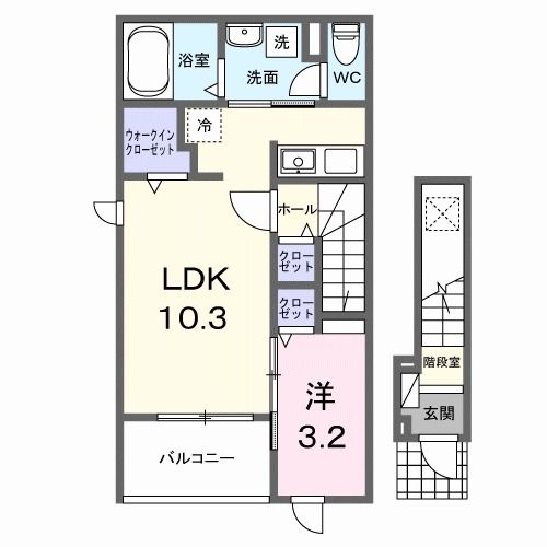 糸島市波多江駅南のアパートの間取り