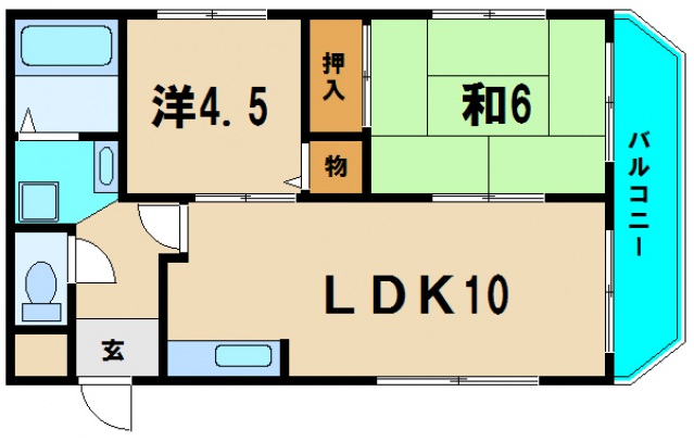 大阪市東住吉区中野のマンションの間取り