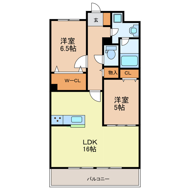 姫路市飾磨区思案橋のマンションの間取り