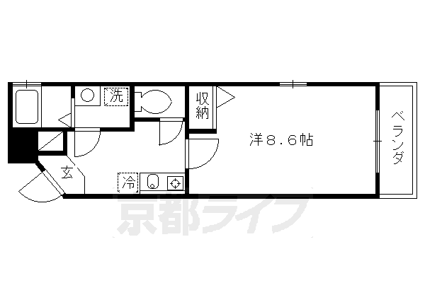 京都市右京区西院西今田町のマンションの間取り