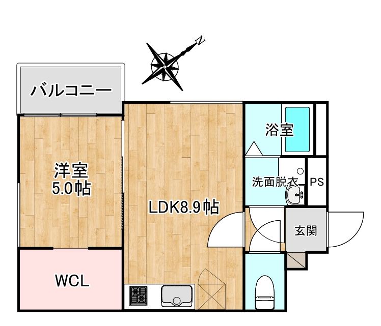 福岡市東区和白東のアパートの間取り