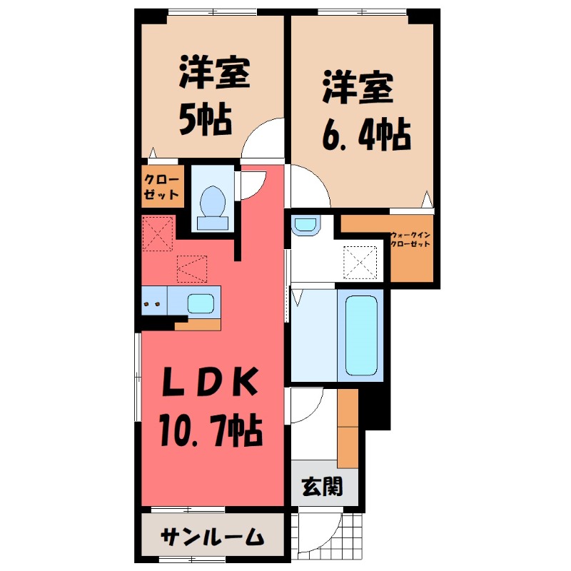 下都賀郡壬生町大師町のアパートの間取り