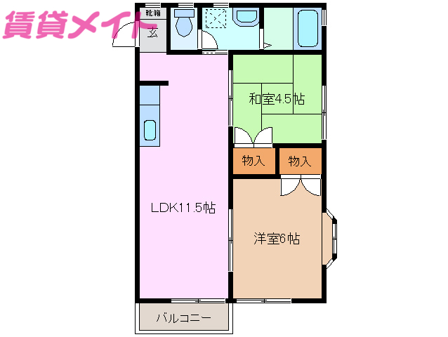 津市白塚町のアパートの間取り