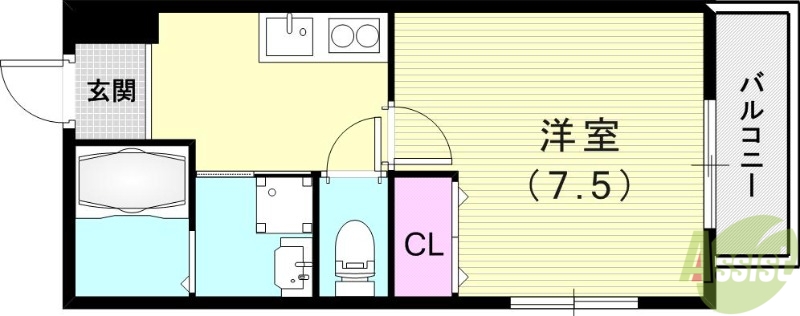 尼崎市開明町のアパートの間取り