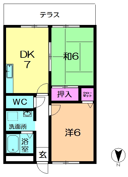 木津川市兜台のアパートの間取り