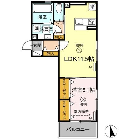 天草市亀場町亀川のアパートの間取り