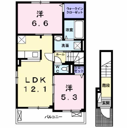 いわき市内郷御厩町のアパートの間取り