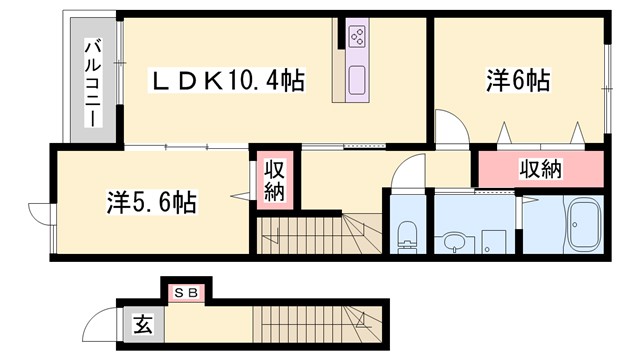 【たつの市龍野町富永のアパートの間取り】