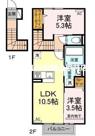 【瀬戸内市邑久町山田庄のアパートの間取り】