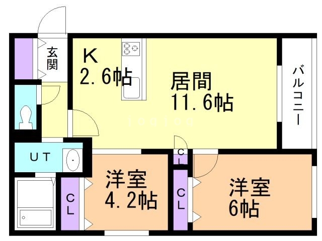 札幌市東区北三十五条東のマンションの間取り