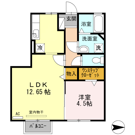 砺波市鍋島のアパートの間取り