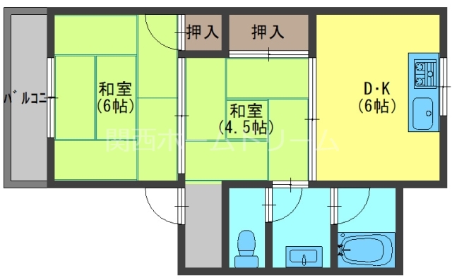 寝屋川市香里北之町のマンションの間取り