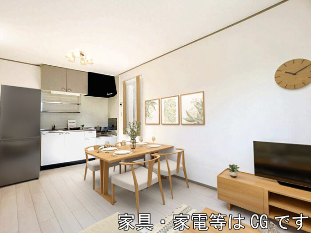 居室・リビング　CGによる家具配置イメージ画像実際には家具はついておりません