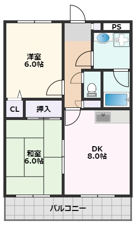 ＪＲ東海道本線 千里丘駅 徒歩1分 8階建 築29年の間取り写真