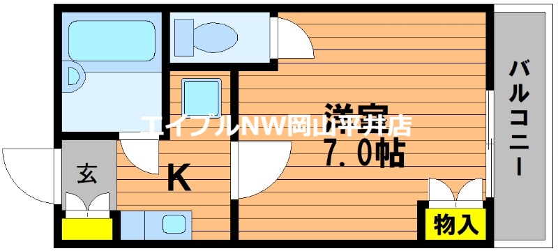 岡山市中区浜のマンションの間取り