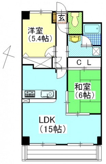 岡山市北区三野のマンションの間取り