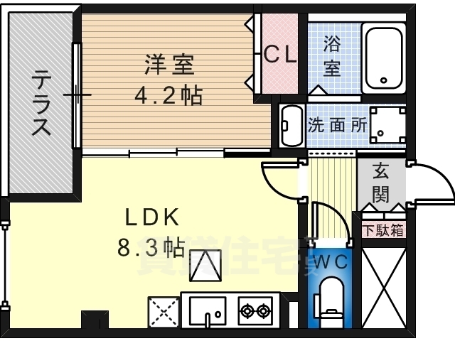 堺市堺区中三国ヶ丘町のマンションの間取り