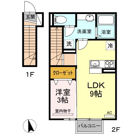 双葉郡楢葉町大字北田のアパートの間取り