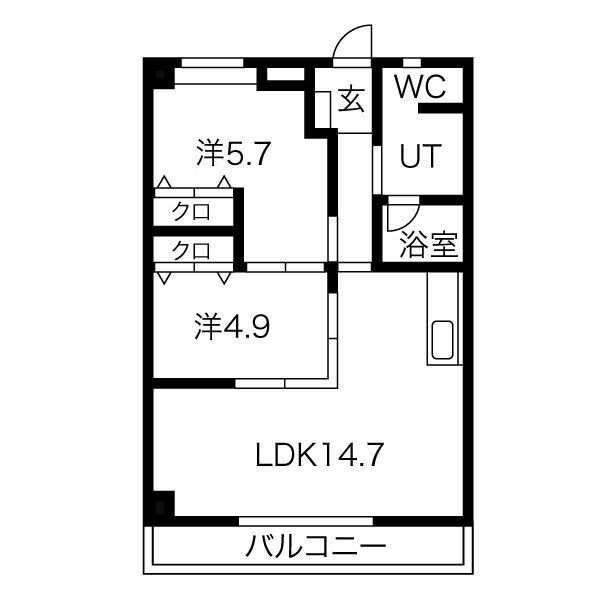 一宮市木曽川町黒田のマンションの間取り