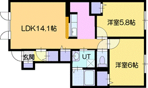 夕張郡長沼町東町南のアパートの間取り