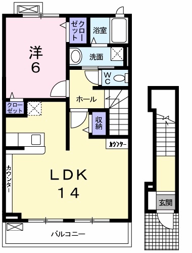 三木市志染町中自由が丘のアパートの間取り