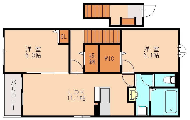 福津市津屋崎のアパートの間取り