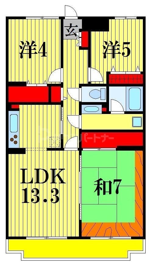 市川市北方町のマンションの間取り